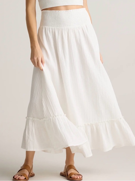 Quince Dresses & Skirts - Quince Organic Cotton Gauze Smocked Maxi Skirt in White Size Large 308